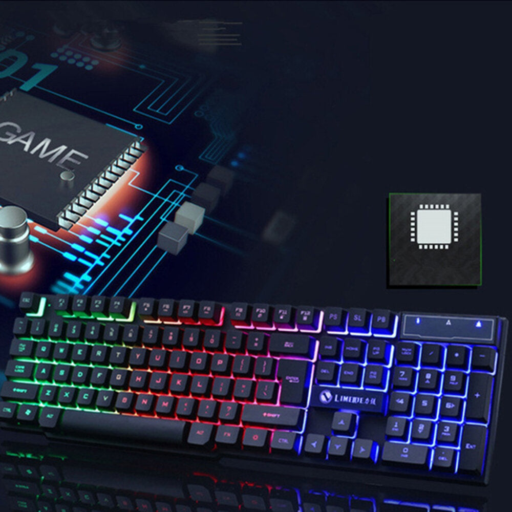 104 Keys Keyboard USB Wired RGB Backlight Desktop Keyboard Mouse Combo Gaming for PC Laptop Gamer