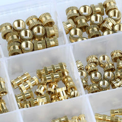 330Pcs M2 M3 M4 M5 Metric Female Thread Brass Knurled Nut Threaded Insert Embedment Nuts Assortment Kit