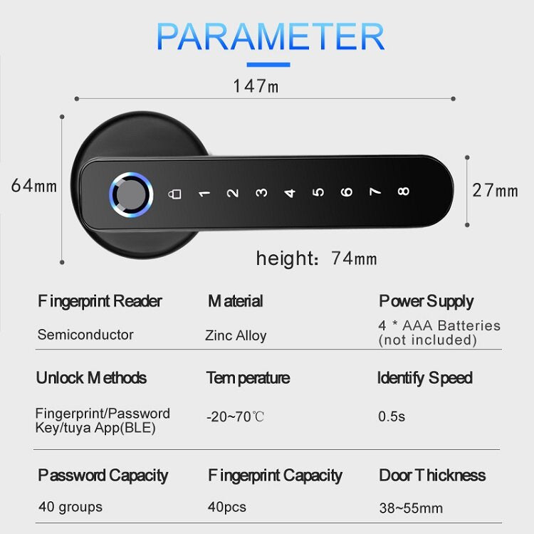 Door Lock Smart Lock Password Fingerprint Door Locks Key APP Unlock For Bluetooth Simple DIY For Knob Lock