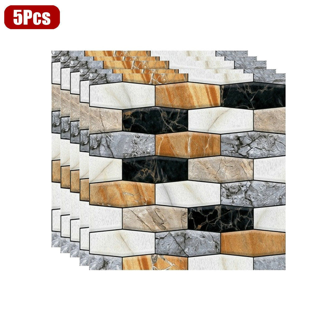 5/10Pcs 3D Brick Stone Wall Sticker Self-adhesive Wallpaper DIY Home Decoration