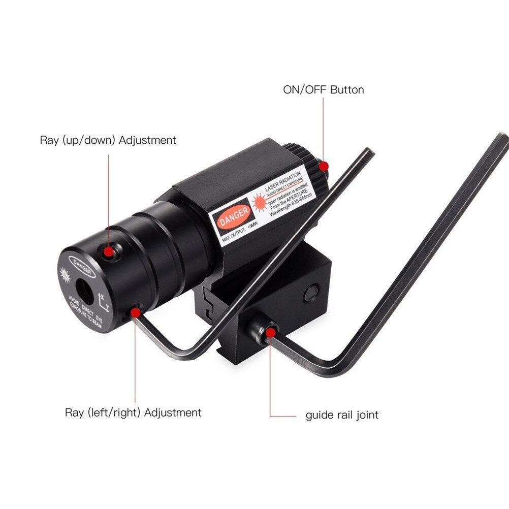 Powerful Mini Red Dot Laser Sight Scope Weaver Picatinny Mount Set for Gun Rifle Pistol Shot Hunting
