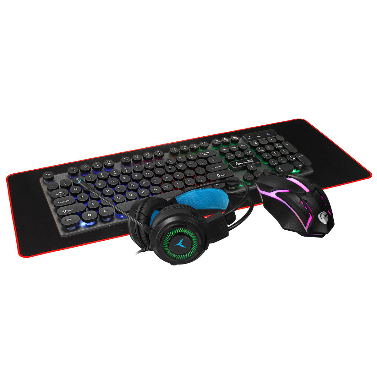 4Pcs Gaming Kit 104 Keys 4-in-1 Keyboard Mouse Headset Mouse Pad Set