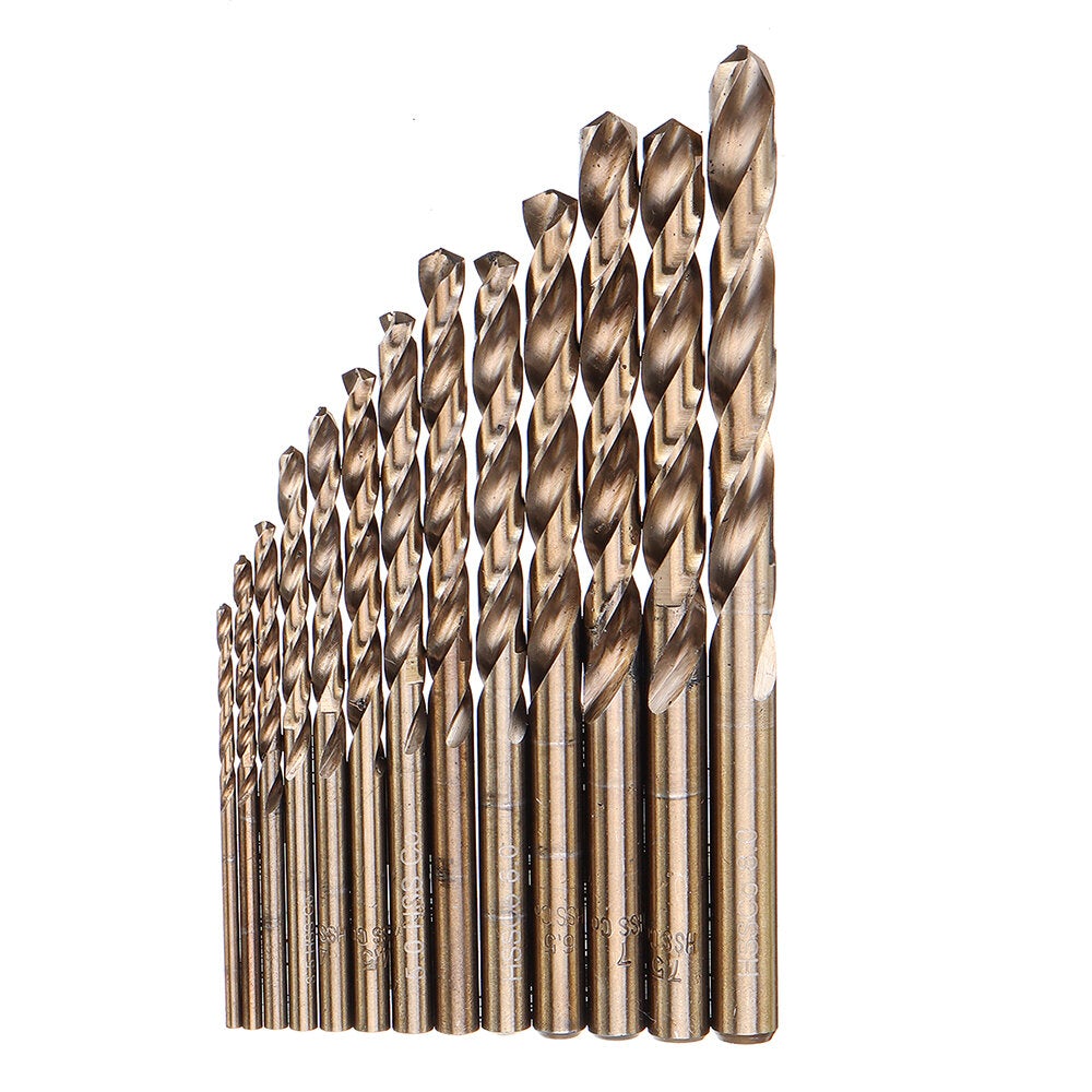 13Pcs M35 Cobalt Drill Bit Set 2-8mm HSS-Co Jobber Length Twist Drill Bits with Metal Case for Stainless Steel Wood Metal Drilling