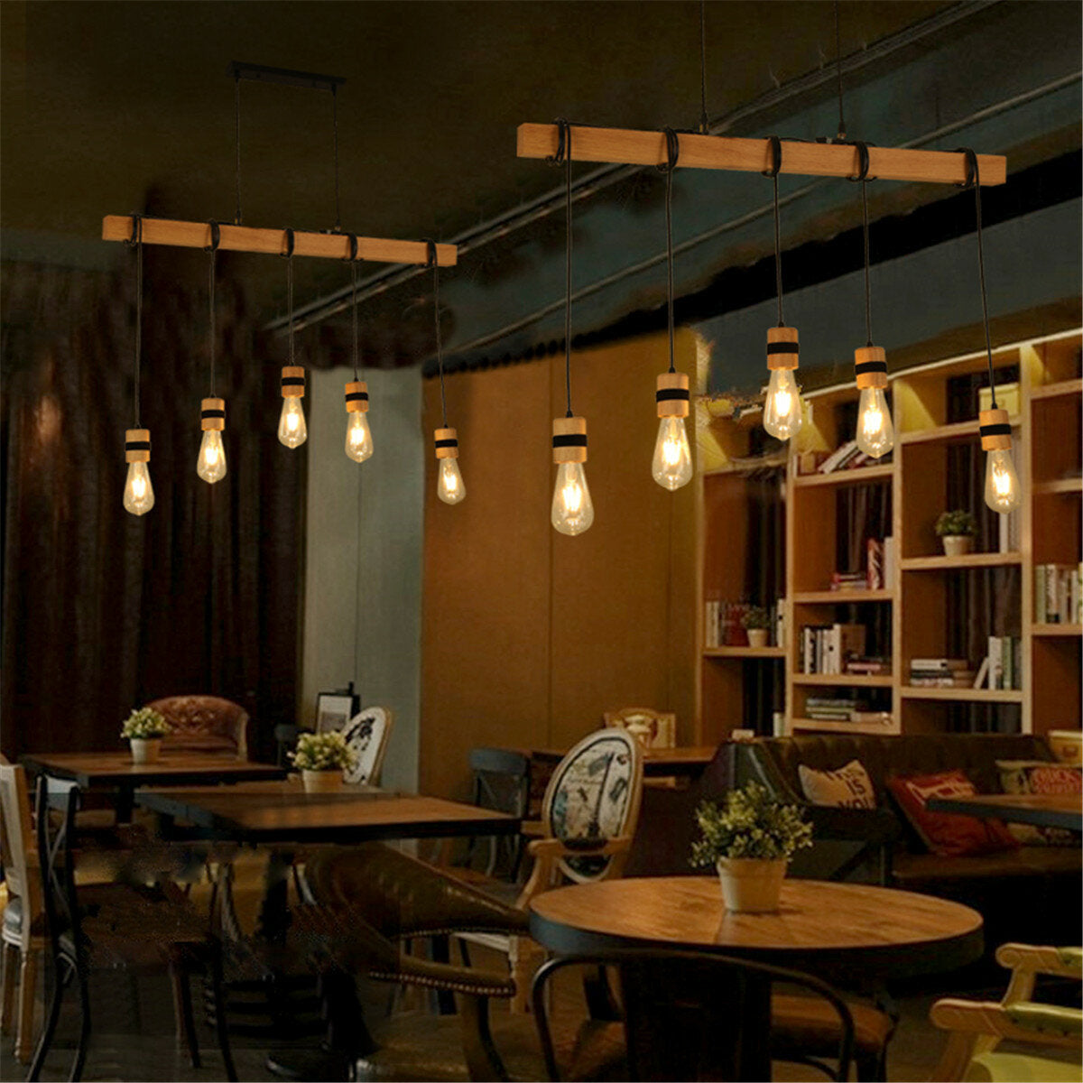 AC85-265V Industrial Wooden Pendant Light Ceiling Lamp Chandeliers Lighting Fixtures Without Bulb