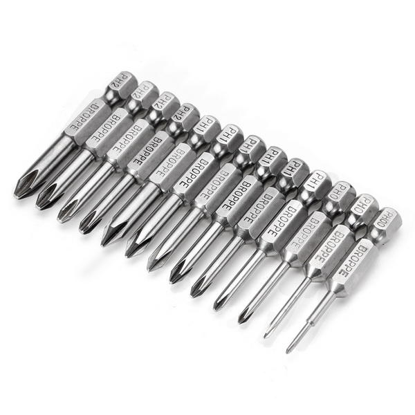 13pcs 50mm Magnetic Long Hex Shank Cross Head Screwdriver Bits