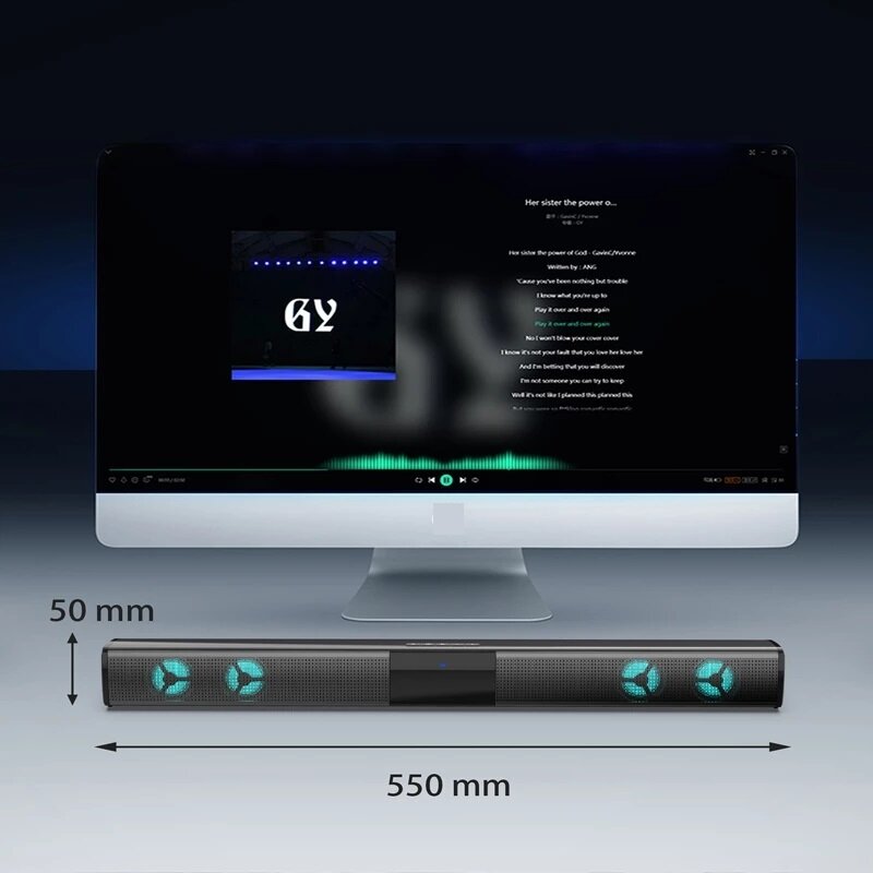 Bluetooth Speaker Light Soundbar Home Theater 20W Wall Speaker Column Subwoofer with FM AUX Music Center Box for TV Computer