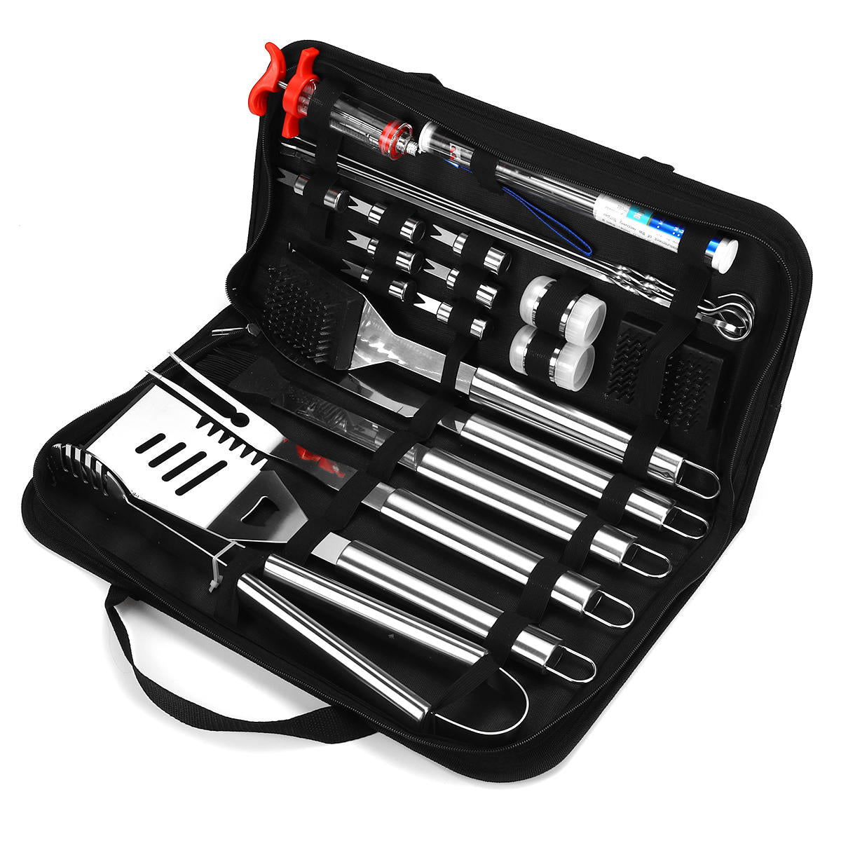 25Pcs Stainless Steel BBQ Tools Set Barbecue Accessories Tableware Outdoor Camping Cooking Tools Kit