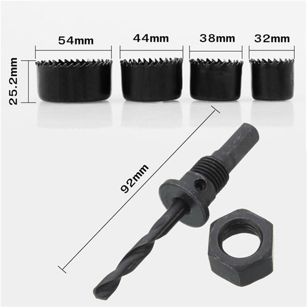 4pcs 32/38/44/54mm Hole Saw Cutter with Mandrel Wood Working Drill Bit