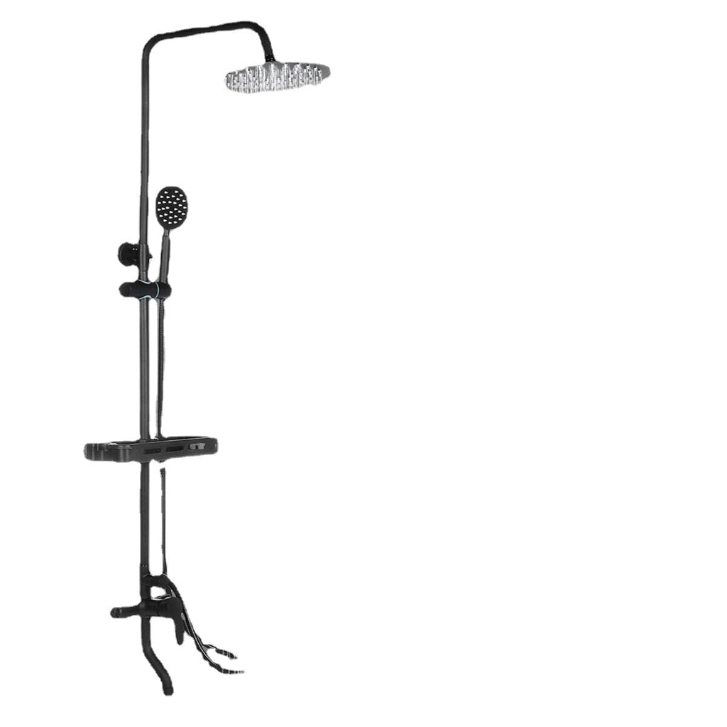 Wall Mount Exposed Shower System with Thermostatic 8 Inch Round/Square Shower Head Adjustable Handheld Sprayer and Bottle Faucet