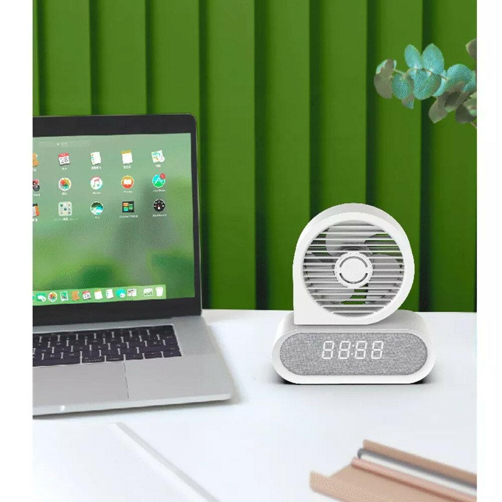 Portable Desktop Fan Wireless Compatible Charging Time Display Low Noise for Home Office