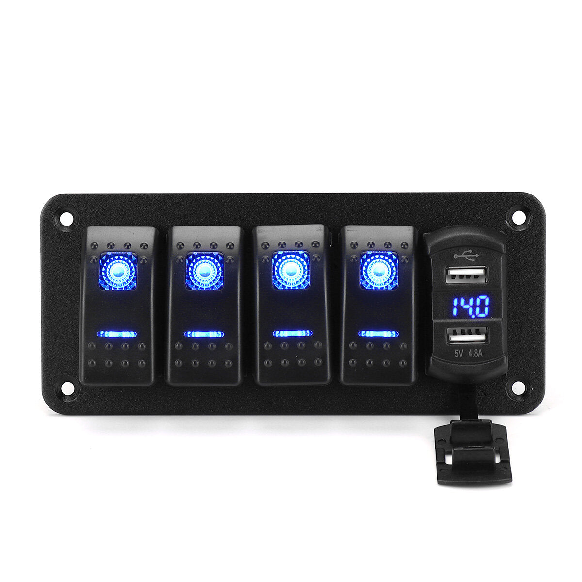 4/5/6 Gang Green Rocker Switch Panel Circuit Breaker LED Waterproof Car Marine Blue