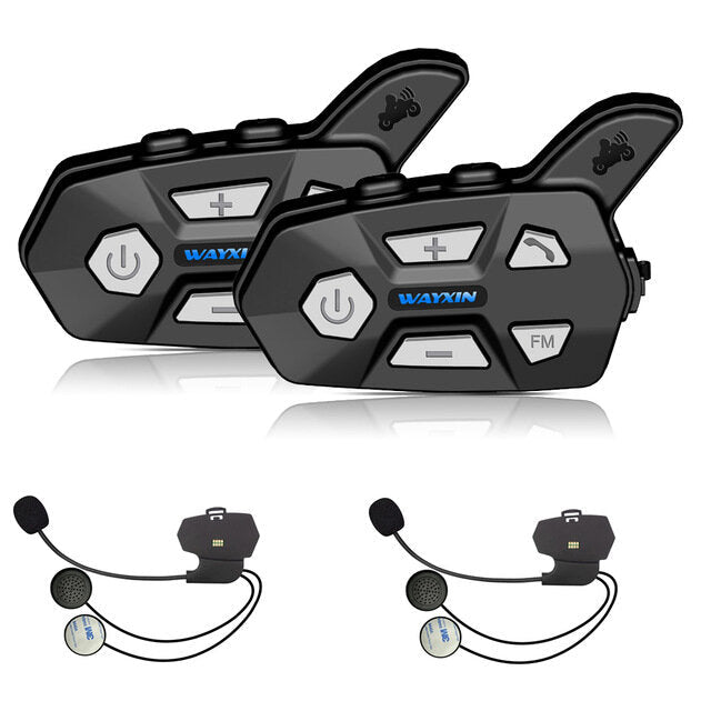 2pcs Bluetooth Intercom 2 Rider FM Motorcycle Bluetooth Helmet Intercom 1000M MOTO Interphone Helmet Headsets