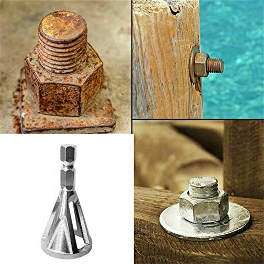 11Pcs Titanium Coating Countersink Drill Bit Set 5 Flutes Chamfer Drill Deburring Bit External Deburring Drill Bit