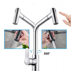 Pull Out Kitchen Faucet Chrome Single Handle Hole Tap Swivel 360 Degree Hot And Cold Water Mixer Crane