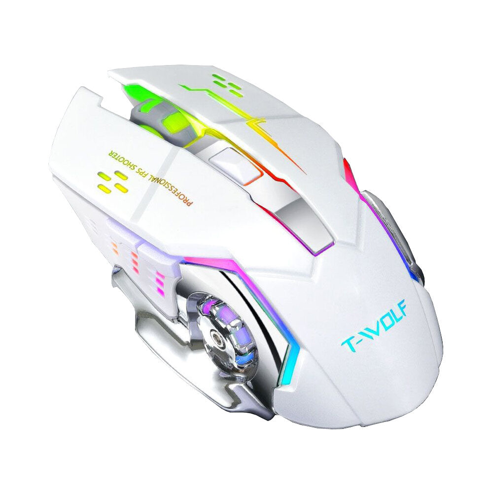 Wireless Rechargeable Mouse 2400DPI Bluetooth5.0+2.4G Dual Mode 4 Buttons Home Office Mouse with LED Backlit for Laptop PC Notebooks