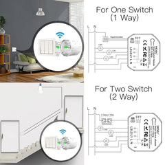 Mini WiFi Smart Light Switch 3 Gang 1/2 Way Module Smart Life/Tuya App Control Works with Amazon Alexa Google Home
