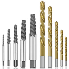 10Pcs HSS EX1-EX5 Damaged Screw Extractor Set and 5/64-19/64 Inch Left Hand Drill Bit Set Easily Remove Stripped or Damaged Screws