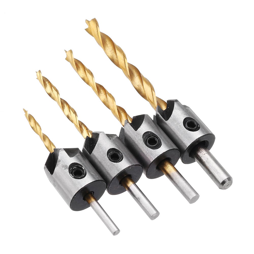 4pcs 3mm-6mm 5 Flute Countersink Drill Bit Chamfer Reamer Set