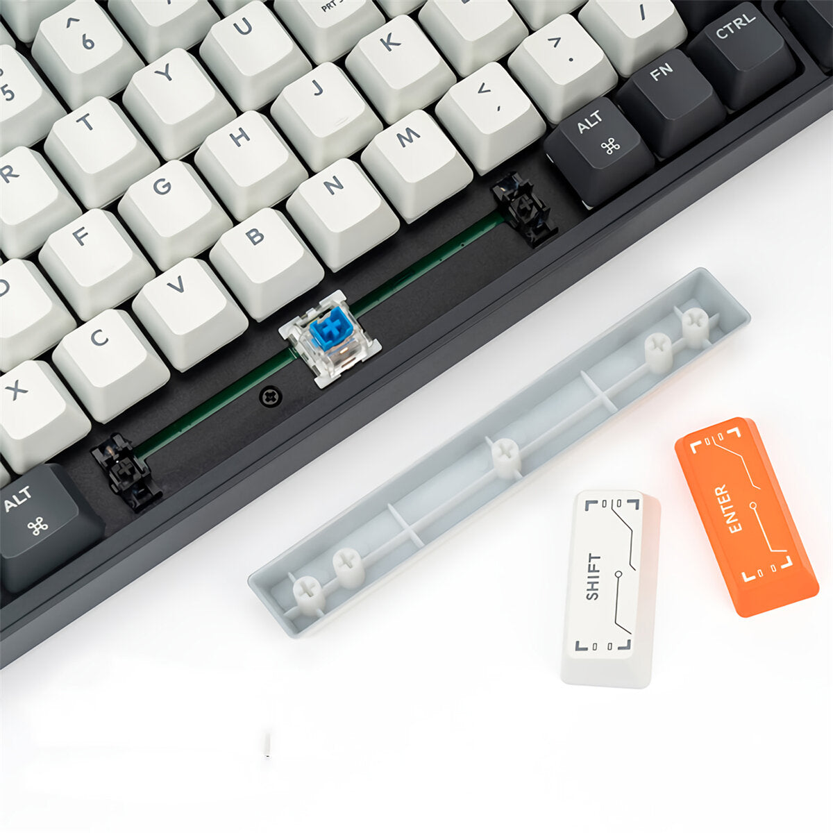 Mechanical Gaming Keyboard Dual Mode Type-C Wired Bluetooth5.0 100 Keys Translucent ABS Keycaps