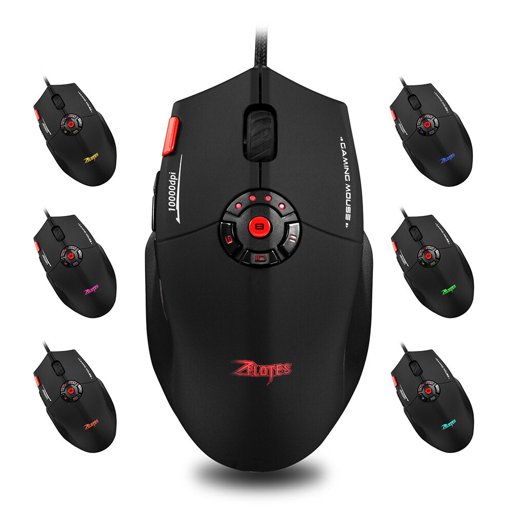 Wired Mouse 1000-10000DPI 12 Buttons Programming RGB Lighting Optical Mice with Custom Counterweight Gaming Mouse