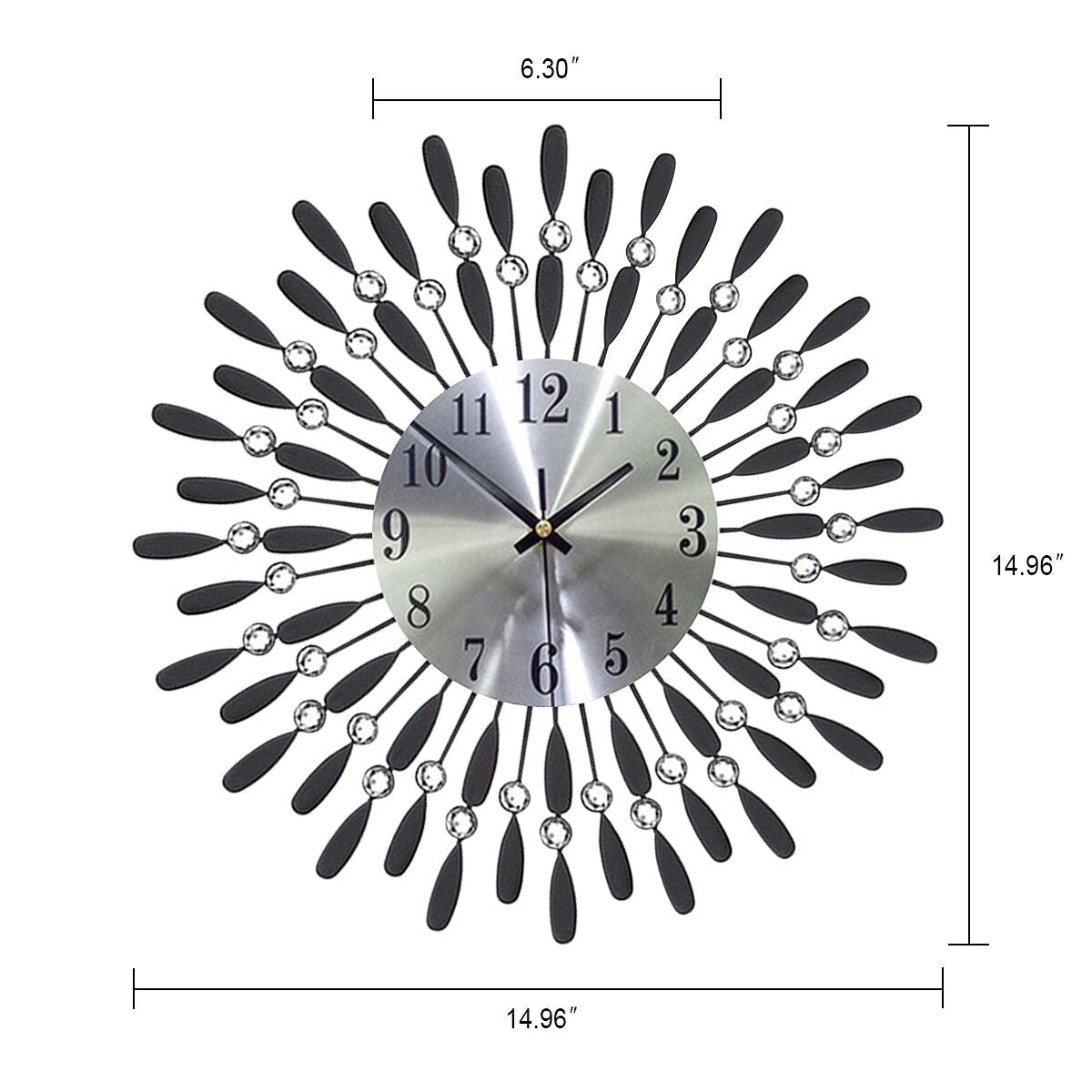 38 * 38CM Geometric Diamond-inlaid Iron Wall Clock Wall Clock without Battery