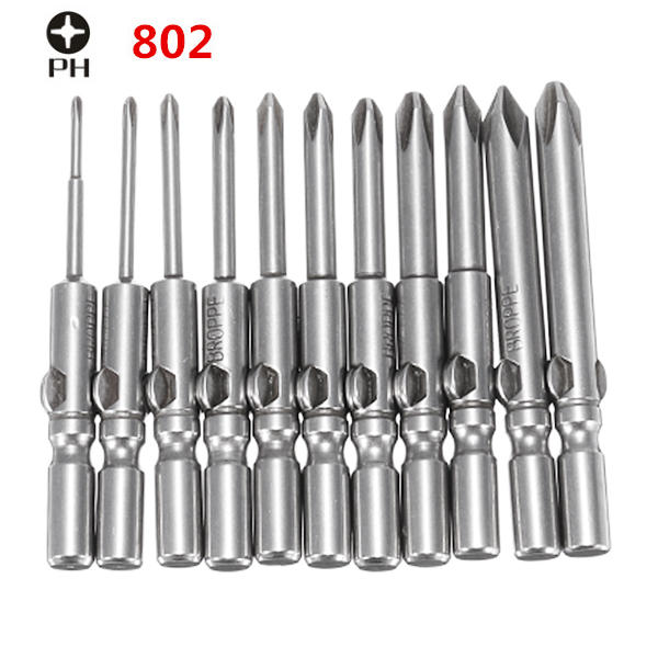 11Pcs 802 1.6-6.0mm Cross-Screwdriver Bits Set 6mm Round Shank Electric Screwdriver Bits