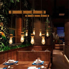 AC85-265V Industrial Wooden Pendant Light Ceiling Lamp Chandeliers Lighting Fixtures Without Bulb