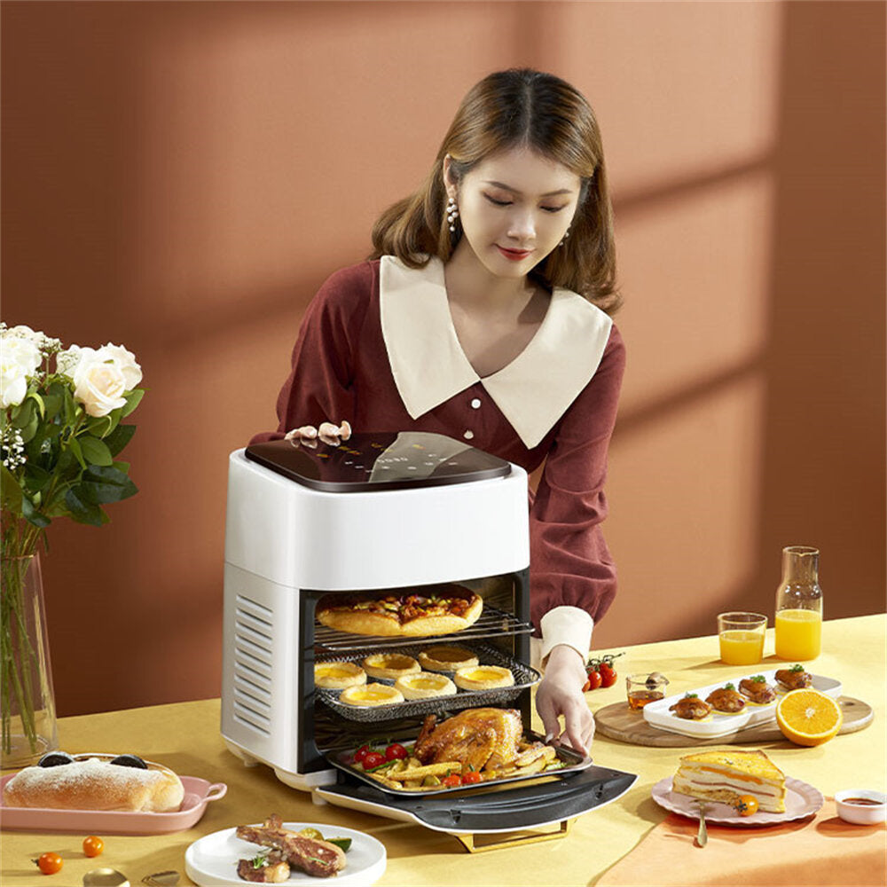 1400W 220V 15L Air Fryer 360 Surround Heating Digital LCD Display Hot Oven Cooker with Removable Dishwasher Safety Basket