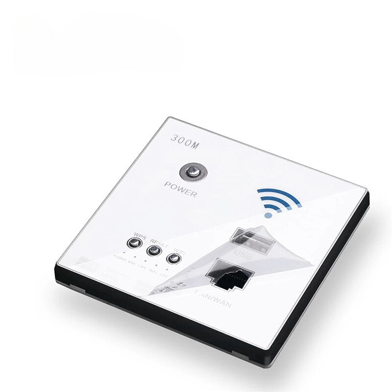220V 300Mbps Wireless WiFi Socket RJ45 Embedded Wall WIFI Route AP Relay Smart USB Socket Crystal Glass Panel