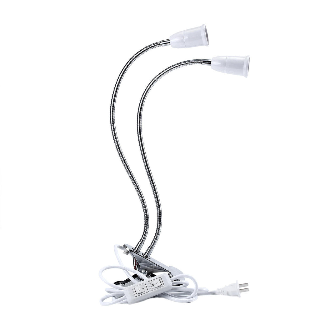 40CM E27 Flexible Dual Head Clip Lampholder Bulb Adapter with On/off Switch for LED Grow Light
