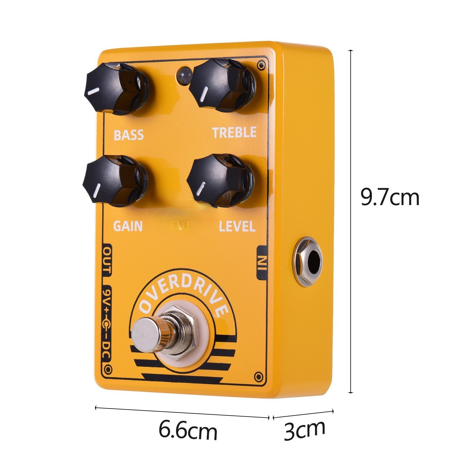 Overdrive Guitar Effect Pedal with Bass Treble Gain Level Controls and True Bypass Design