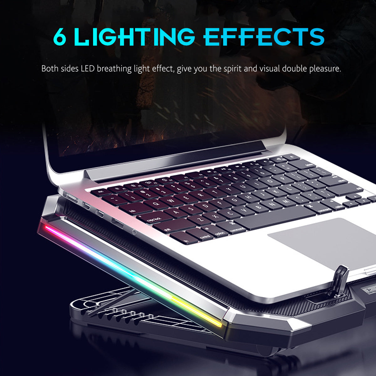 LCD Screen Notebook Cooler 6 Fan 6 Light Key Controlled RGB luminescence Computer Cooling Base Laptop Cooling Pads