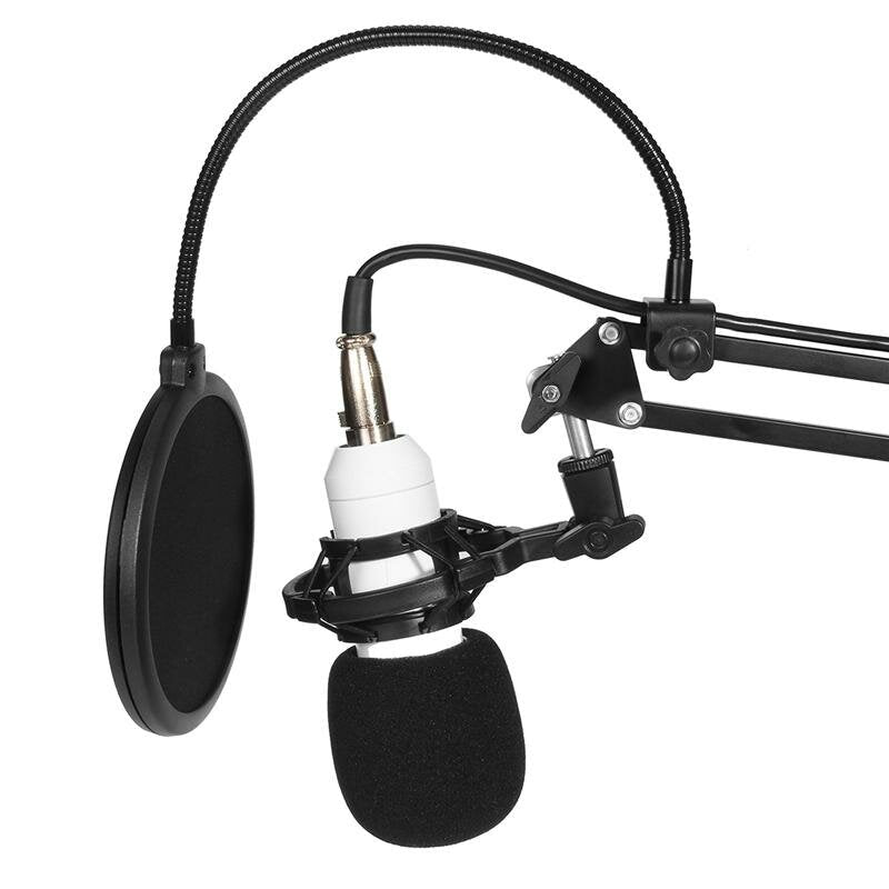 Capacitor Condenser Microphone 48V Phantom Power USB Sound Card for PC Recording Live Broadcast Studio KTV Karaoke Singing