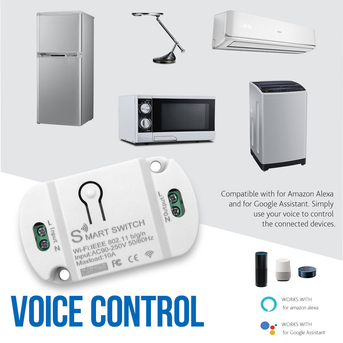 WiFi Smart Switch Wireless Remote Switch APP Control Universal Smart Home Automation Module Voice Control Compatible with Alexa /Google Home