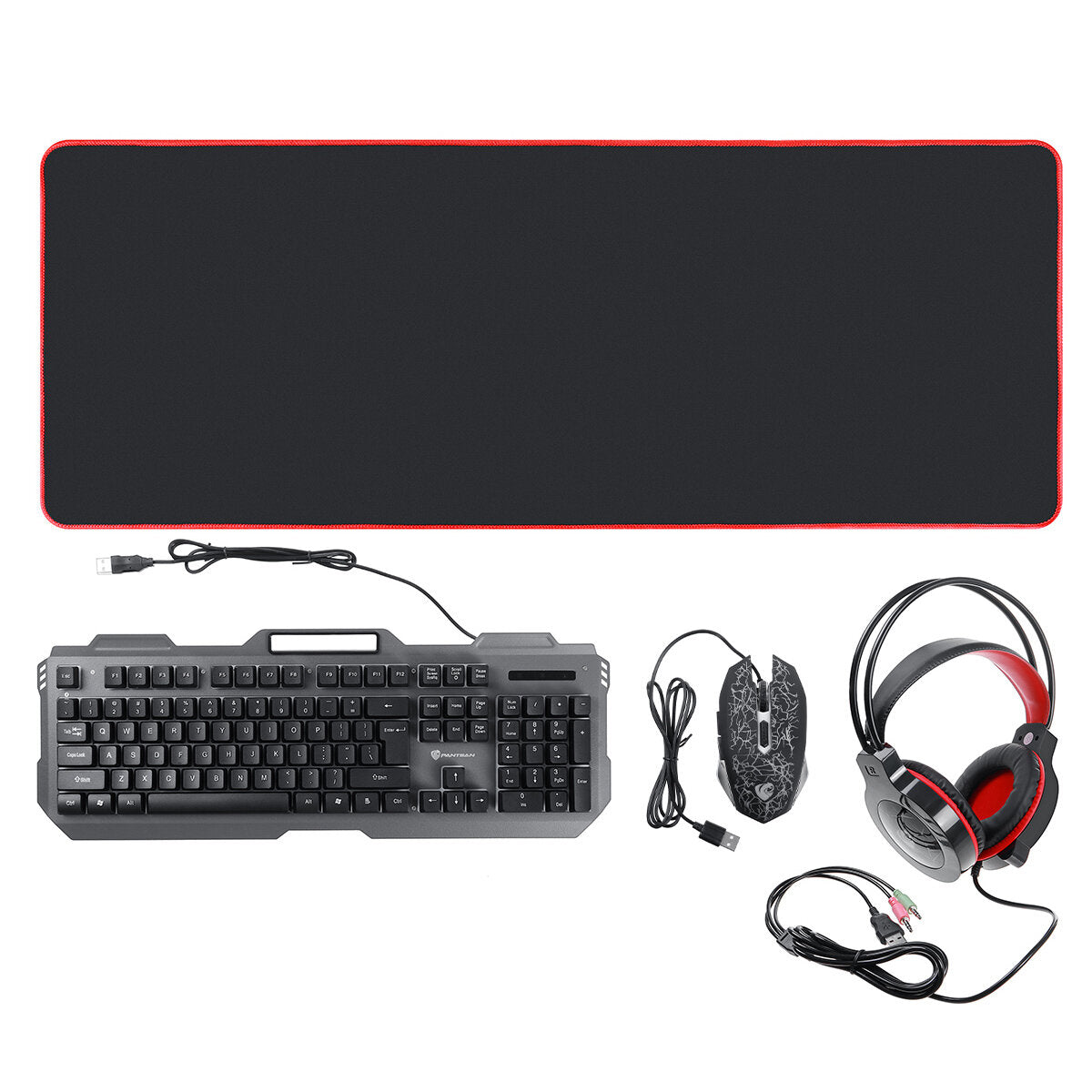 4-in-1 Gaming Kit Set LED Gaming Over-Ear Headset Keyboard & Mouse & Mouse Pad Combo Set