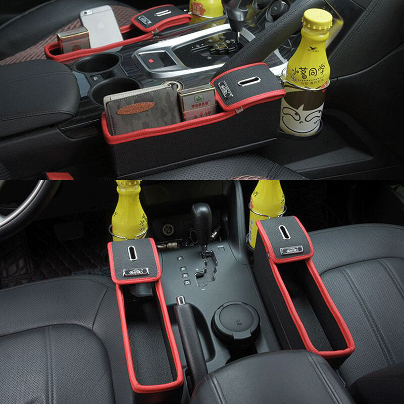 Car Seat Gap Storage Box Multifunction Leather Car Water Cup