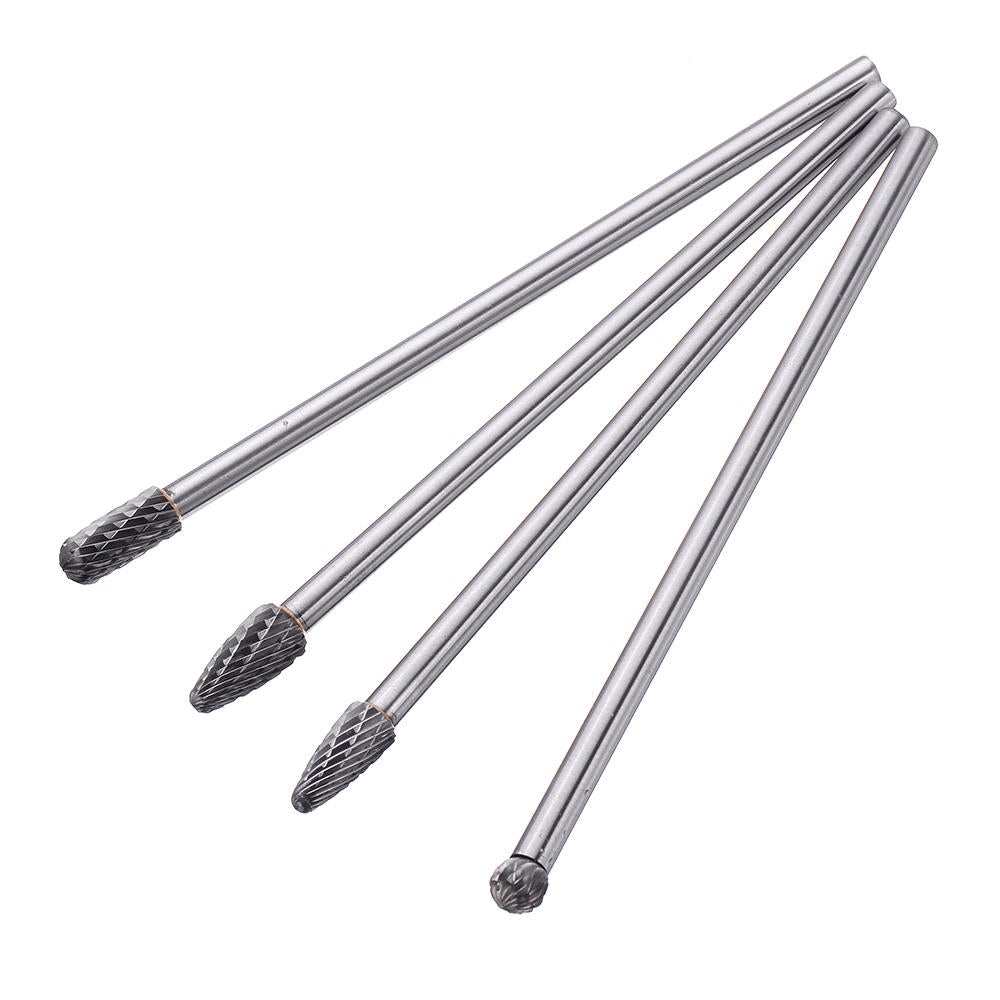 4Pcs 150-160mm Tungsten Carbide Rotary Burr Set 6mm Shank for Die Grinder Drill DIY Woodworking Metal Carving Polishing Engraving Drilling