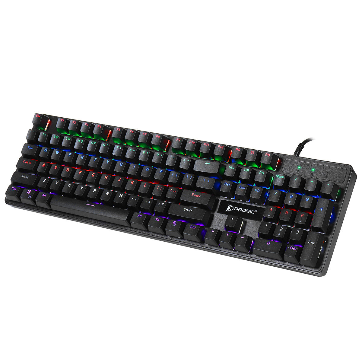 Wired Mechanical Keyboard Blue Switch 104-Key Suspended Keycaps RGB Backlit Mechanical Gaming Keyboard