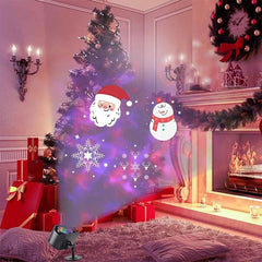 LED Projector Lamp Snowman Projector Double Head Water Wave Stage Light Remote Control Waterproof Garden Lawn Lamp