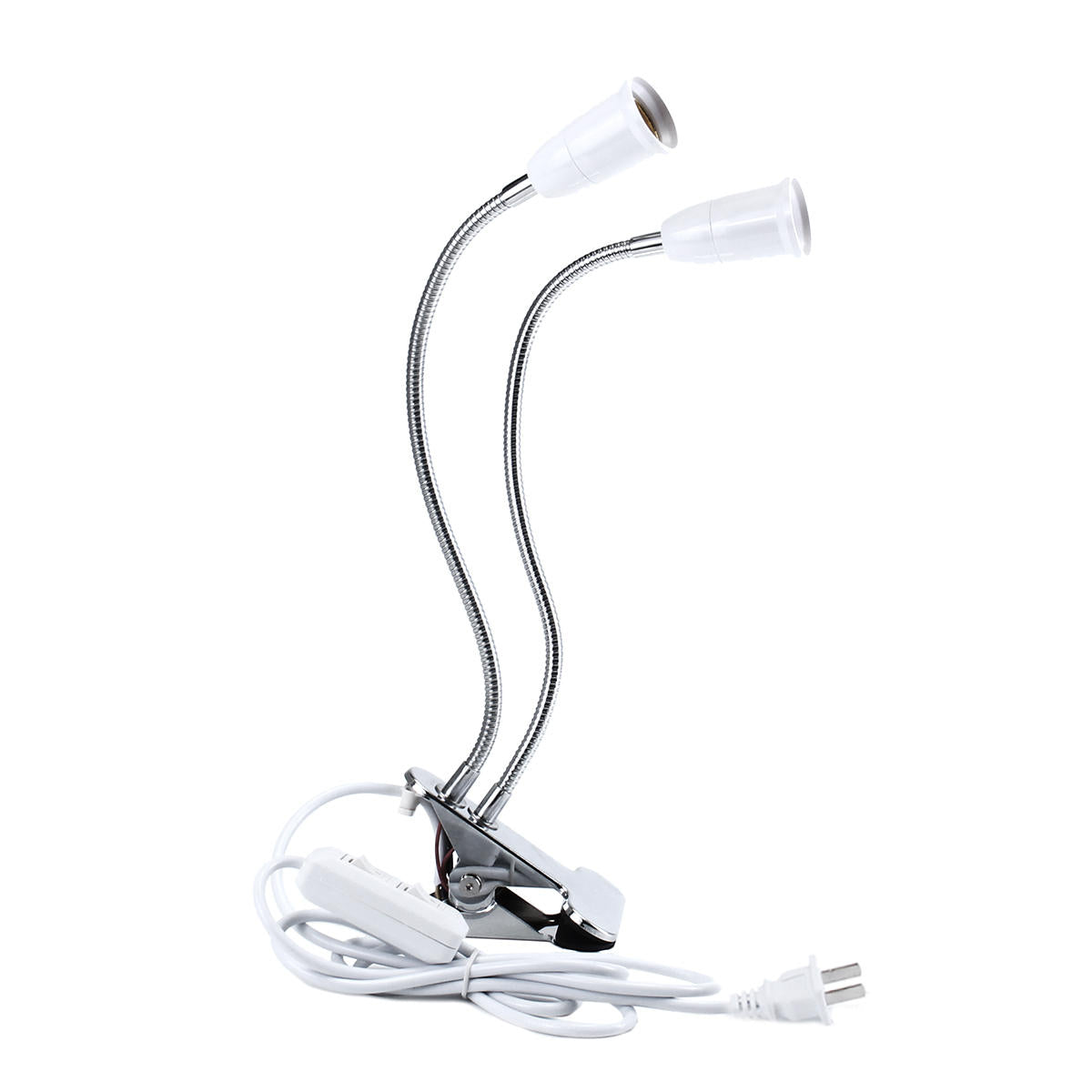 30CM Adjustable Dual Head Clip Lampholder Bulb Adapter with On/off Switch for E27 LED Grow Light