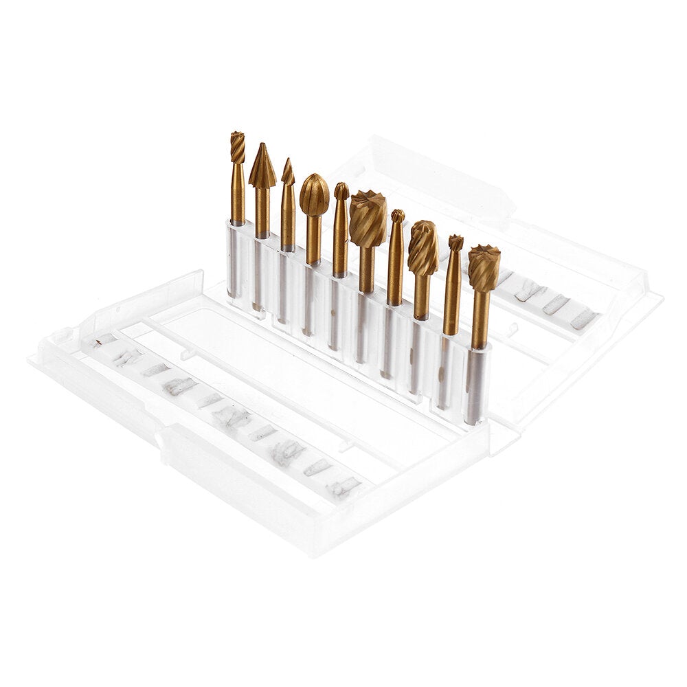 10pcs 1/8 Inch HSS Rotary Rasp File Rotary Rasp Burrs Wood Bits Grinding wood working Tool