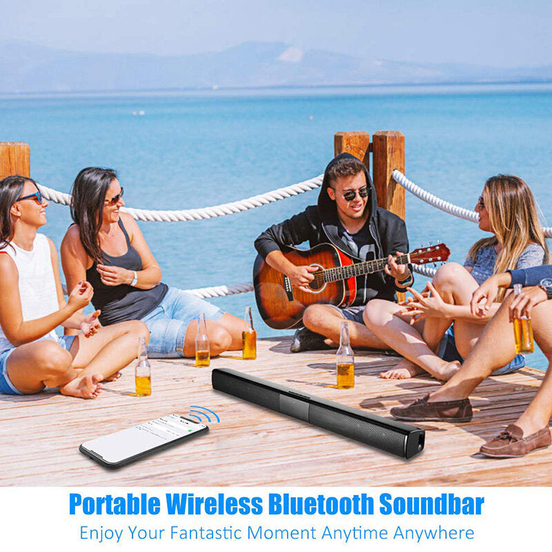 Protable Wireless Bluetooth Speaker Home Theater Soundbar 4 Modes 3D Surround Sound Deep Bass Audio FM Radio