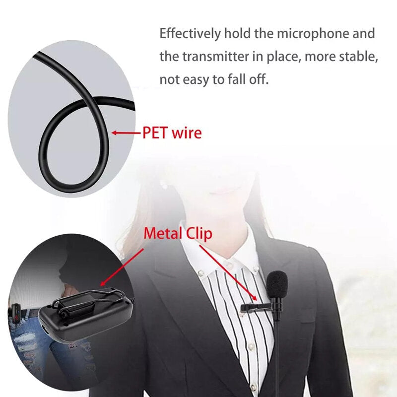 UHF Lavalier Lapel Wireless Microphone Recording Vlog for Youtube Live Interview Phone Pad PC Android Recorder DSLR