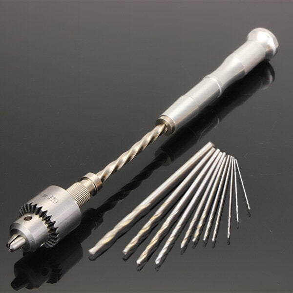 Semi-automatic Mini Hand Drill with 10 Twist Drills 0.3-4.0mm Reamer Pinhole Hand Drill