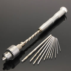 Semi-automatic Mini Hand Drill with 10 Twist Drills 0.3-4.0mm Reamer Pinhole Hand Drill