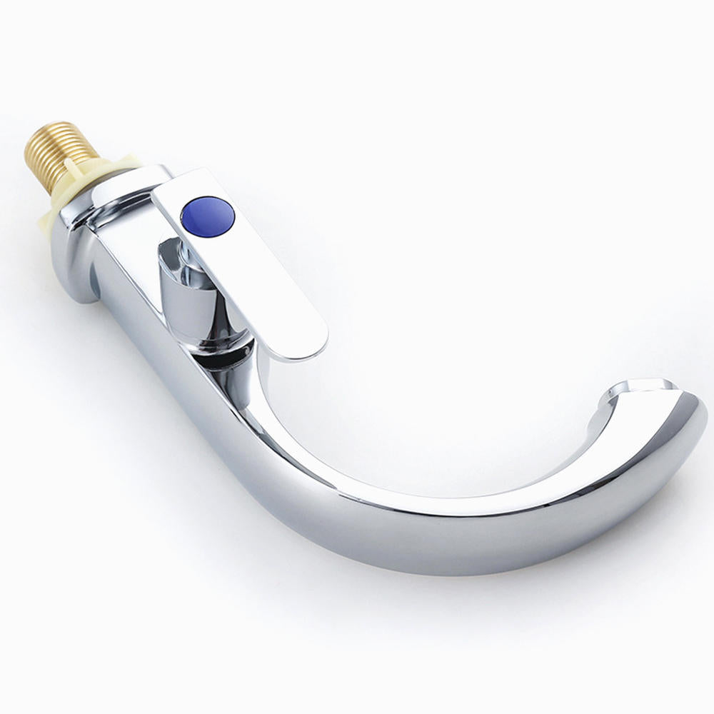 Bathroom Basin Sink Faucet Moon Curved Single Cold Tap Handle Electroplate Chrome Finish Deck Mount