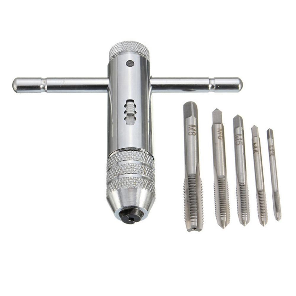 T-type Ratchet Tap Wrench M3-M8 Thread Metric Adjustable Tap Wrench Tool Set
