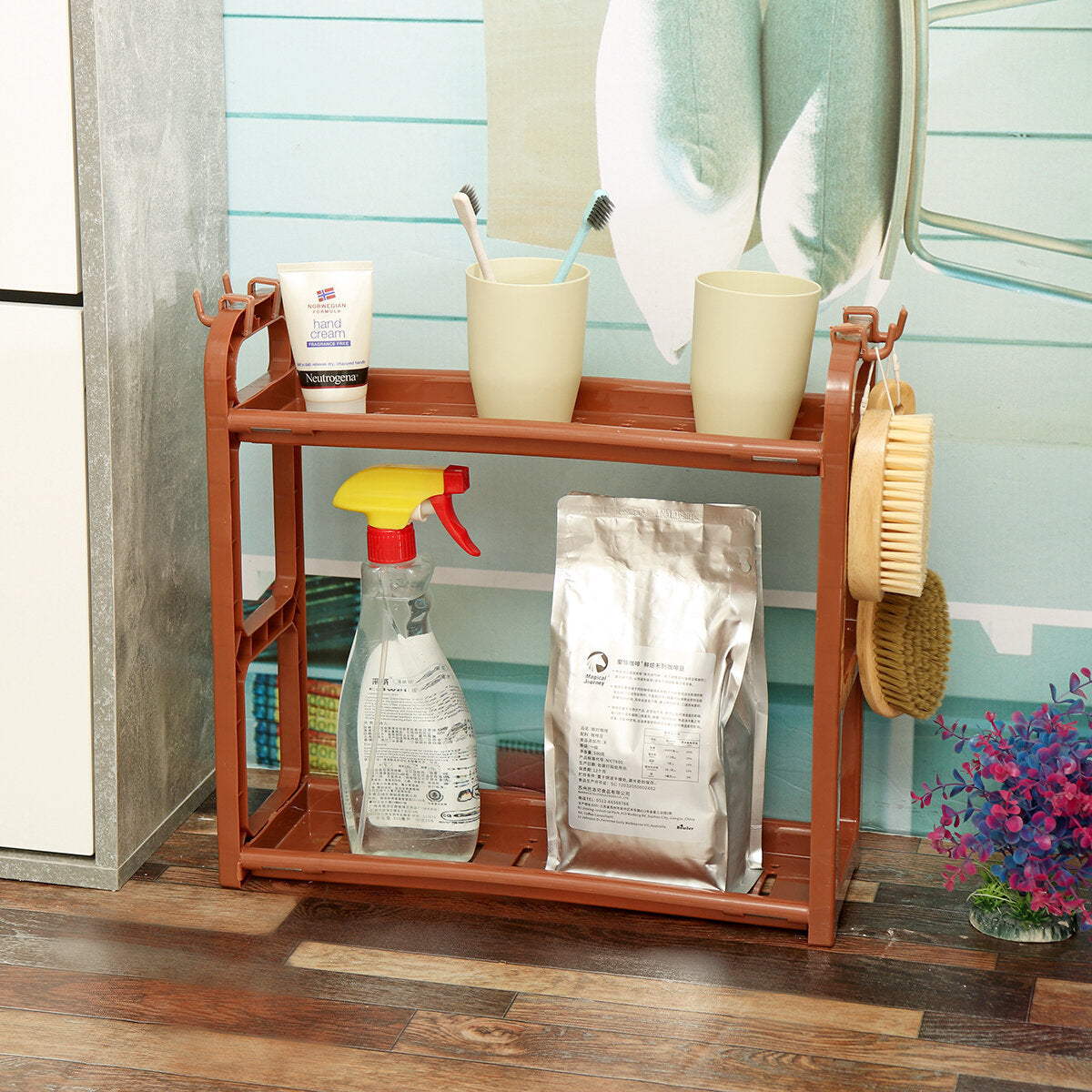Multifunctional Dtorage Rack Creative Kitchen Dtorage Rack Kitchen Utensils Rack with Guardrail