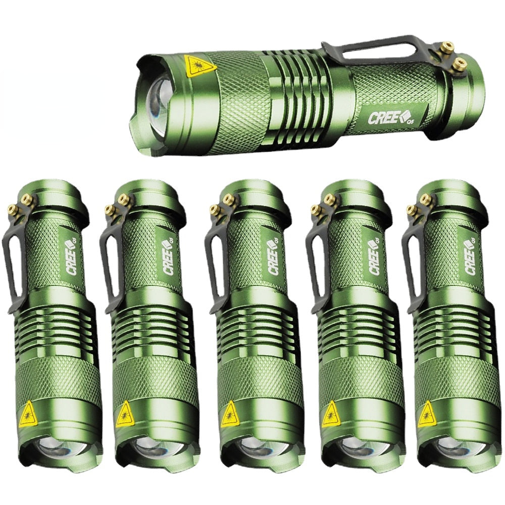 Powerful Tactical Flashlights Portable LED Camping Lamps 3 Modes Zoomable Torch Light Lanterns Self Defense 6pcs