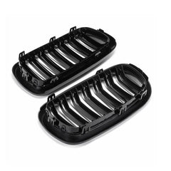 Gloss Black Front Sport Grill Grille Double Line